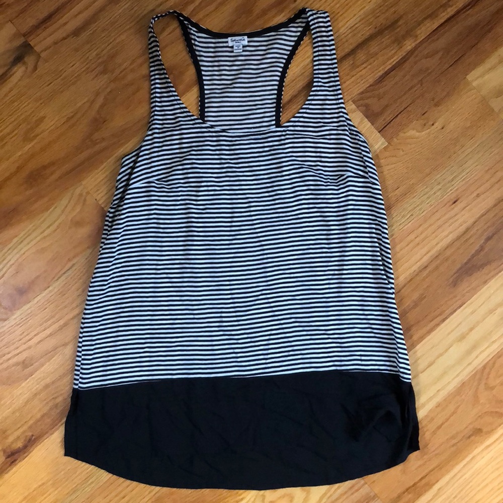 Splendid Black + White Stripe Racerback Tank